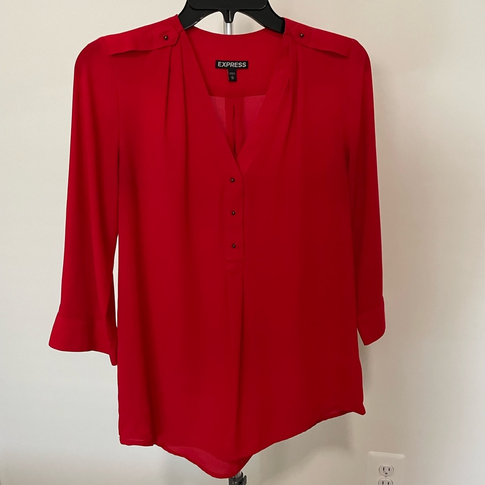 Red 3/4 sleeve blouse from express